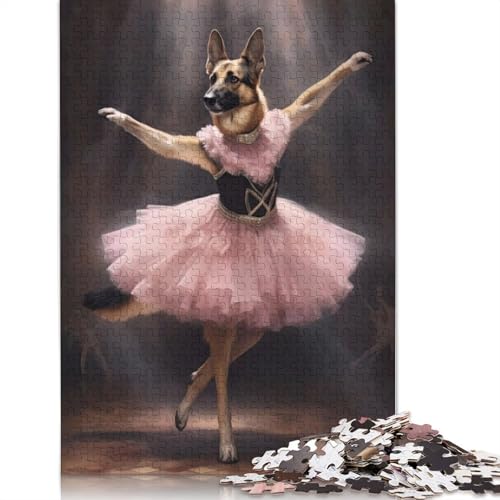 Deutscher Schäferhund-Ballerina-Puzzle für Erwachsene und Kinder. Skurrile Herausforderung, Spielzeug, Lernspiele, Heimdekoration, Geschenke, 1000 Teile (75 x 50 cm) von GQmoney