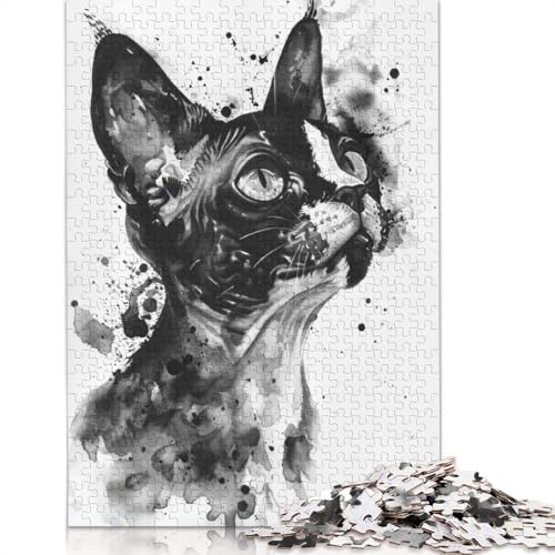 Devon Rex Aquarell-Puzzle für Erwachsene und Kinder. Skurriles Herausforderungsspielzeug, Lernspiel, Heimdekoration, ab 14 Jahren, 520 Teile (52 x 38 cm) von GQmoney