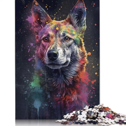 Dingo-Hunde-Malerei, 1000-teiliges Puzzle für Kinder ab 18 Jahren – Familienaktivität, Puzzle, Lernspiele, schwierig und herausfordernd (75 x 50 cm) von GQmoney
