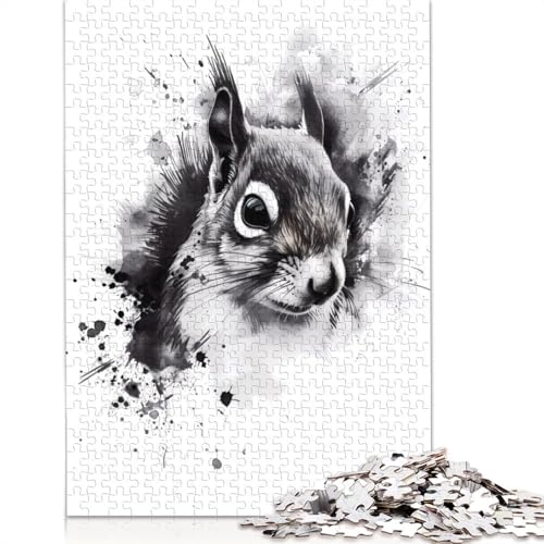 Eichhörnchen-Aquarell-Puzzle für Erwachsene und Kinder. Tolles Geschenk, Herausforderungsspielzeug, Lernspiele, Heimdekoration, ab 14 Jahren, 1000 Teile (75 x 50 cm) von GQmoney