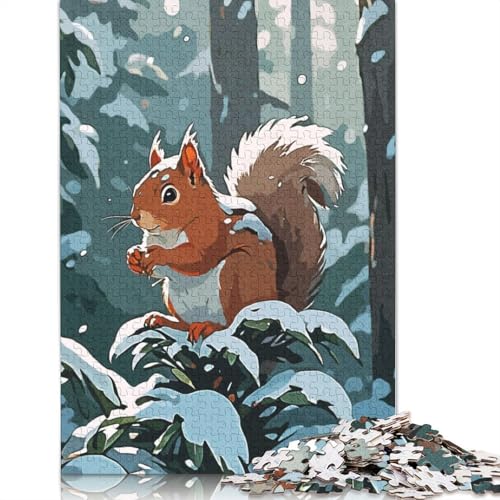 Eichhörnchen-Winter-Puzzle für Erwachsene, Spielzeug, Lernspiel, schwierige Puzzles für Kinder ab 12 Jahren, 1000 Teile (75 x 50 cm) von GQmoney
