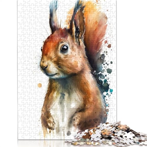 Eichhörnchen in Aquarell-Puzzle für Erwachsene und Kinder. 520 Teile. Tolles Geschenk, Herausforderungsspielzeug, Lernspiel, Heimdekorationsgeschenke, 520 Teile (52 x 38 cm) von GQmoney