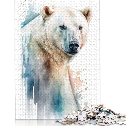 Eisbär in Aquarell-Puzzles für Erwachsene und Kinder. Unmögliches Herausforderungsspielzeug, Lernspiele, Heimdekoration, ab 14 Jahren, 520 Teile (52 x 38 cm) von GQmoney