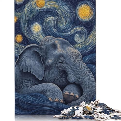 Elefant unter der Sternennacht, Puzzle für Erwachsene, 1000 Teile, kreative Spiele, Puzzle, Geschenke für Männer, für Frauen, Männer, 1000 Teile (75 x 50 cm) von GQmoney
