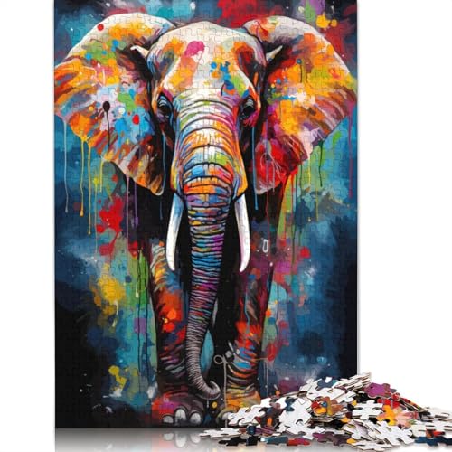 Elefanten-Malposter, Puzzle für Erwachsene, Premium-Puzzle aus 100% recyceltem Brett, Problemlösungsrätsel für Erwachsene und Kinder, 520 Teile (52 x 38 cm) von GQmoney