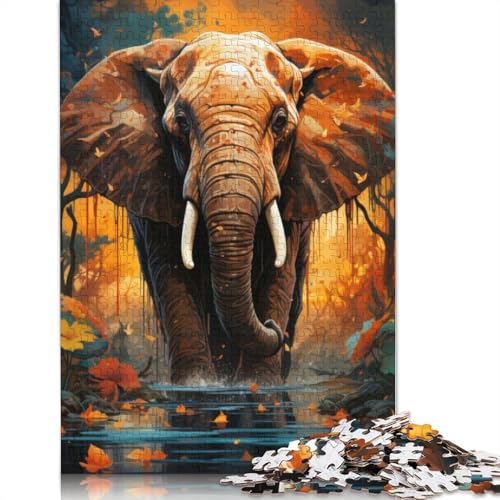 Elefanten-Puzzle für Erwachsene und Kinder. Unmögliches Herausforderungsspielzeug, Lernspiele, Heimdekoration für Erwachsene und Kinder ab 14 Jahren, 520 Teile (52 x 38 cm) von GQmoney