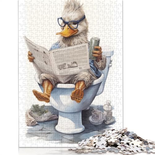 Ente auf der Toilette, Puzzle für Erwachsene, herausforderndes und kniffliges Puzzle für Frauen und Männer, 1000 Teile (75 x 50 cm) von GQmoney