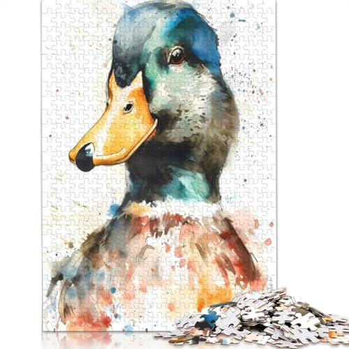 Enten-Aquarell-Puzzle für Erwachsene und Kinder. Unmögliches Herausforderungsspielzeug, Lernspiel, Heimdekoration, ab 14 Jahren, 1000 Teile (75 x 50 cm) von GQmoney
