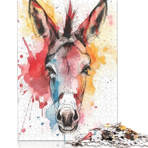 Esel-Aquarell-Puzzle für Erwachsene und Kinder. 520 Teile, unmögliche Herausforderung, Spielzeug, Lernspiel, Heimdekoration, Geschenke, 520 Teile (52 x 38 cm) von GQmoney