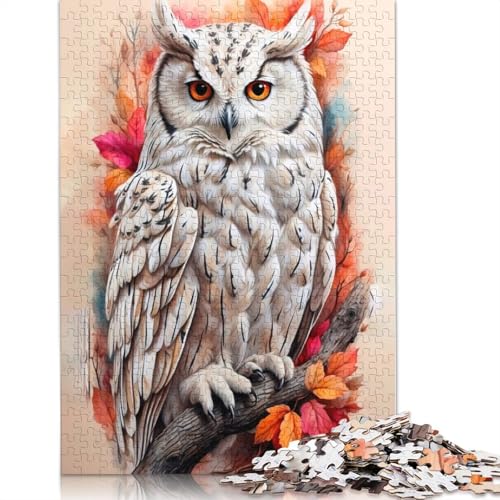 Eule in Aquarell-Puzzles für Erwachsene und Kinder. Skurrile Herausforderung, Spielzeug, Lernspiele, Heimdekoration, ab 14 Jahren, 520 Teile (52 x 38 cm) von GQmoney