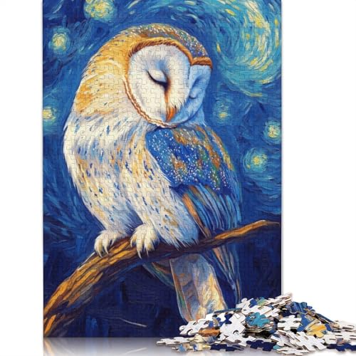 Eule in der Sternennacht, Puzzle für Erwachsene, kreative Spiele, Puzzle, Geschenk für Jungen oder Mädchen, 1000 Teile (75 x 50 cm) von GQmoney