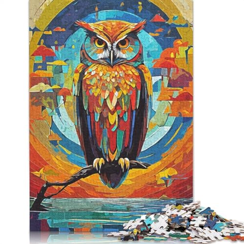 Eulen-Puzzle, abstrakt, bunt, für Erwachsene ab 18 Jahren, Lernspiele, Puzzle für Erwachsene und Kinder, 520 Teile (52 x 38 cm) von GQmoney