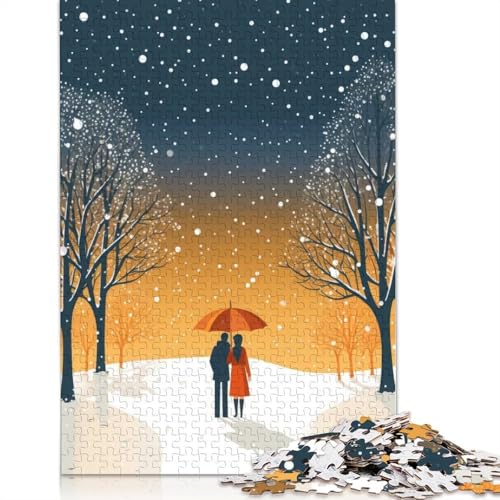 Falling Love Snow Puzzle für Teenager, 1000 Teile, Puzzle, Denksportaufgaben für Erwachsene, 1000 Teile (38 x 26 cm) von GQmoney