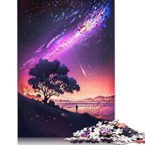 Fantasy Anime Stars Sunset 1000-teiliges Puzzle für Erwachsene, 100% recycelte Holzplatte, schwierige Puzzles für Frauen und Männer, 1000 Teile (75 x 50 cm) von GQmoney