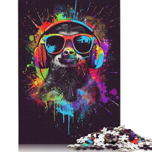 Faultier, buntes 1000-teiliges Puzzle für Erwachsene, Spielzeug, Denkspiel, Lernspiel für Erwachsene, Stressabbau, Heimdekoration, 1000 Teile (75 x 50 cm) von GQmoney