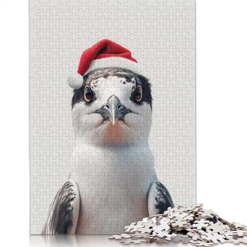 Festliches Seeschwalbenvogelporträt mit Weihnachtsmannmütze, Puzzle für Erwachsene, 1000 Teile, Papierpuzzles für Jugendliche ab 12 Jahren, 1000 Teile (75 x 50 cm) von GQmoney