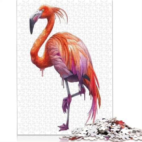 Flamingo-Aquarell-Puzzle für Erwachsene und Kinder. Tolles Geschenk, Herausforderungsspielzeug, Lernspiel, Heimdekoration, ab 14 Jahren, 520 Teile (52 x 38 cm) von GQmoney