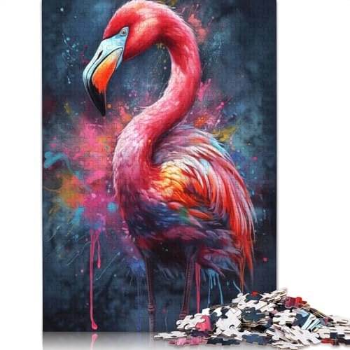 Flamingo-Gemälde, 1000-teiliges Puzzle für Erwachsene | | Familienspaß-Puzzles für Erwachsene, Geschenke, Denkspiele, 1000 Teile (38 x 26 cm) von GQmoney
