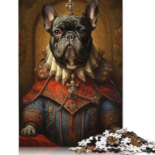 Französische Bulldogge, der König, 1000-teiliges Puzzle für Kinder ab 18 Jahren – Familienaktivität, Puzzle, Lernspiele, schwierig und herausfordernd (75 x 50 cm) von GQmoney