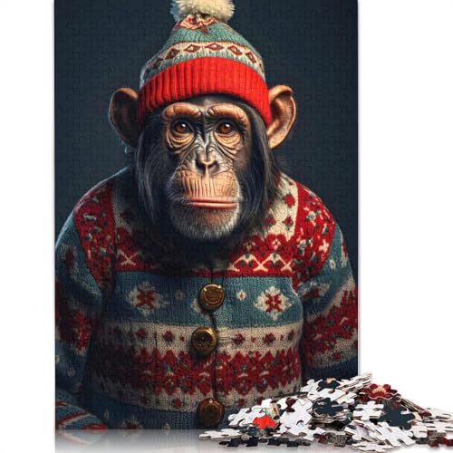 Fröhliche Chimpmas-Puzzles für Erwachsene, 1000 Teile, Puzzles für Erwachsene und Teenager ab 12 Jahren, 1000 Teile (38 x 26 cm) von GQmoney