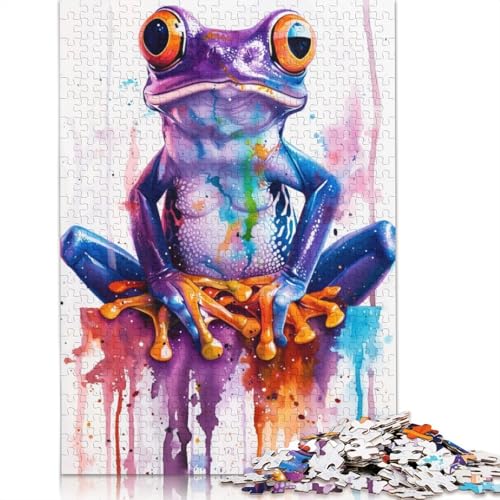 Frosch-Aquarell-Puzzle für Erwachsene und Kinder, 1000 Teile, skurrile Herausforderung, Spielzeug, Lernspiele, Heimdekoration, Geschenke, 1000 Teile (75 x 50 cm) von GQmoney