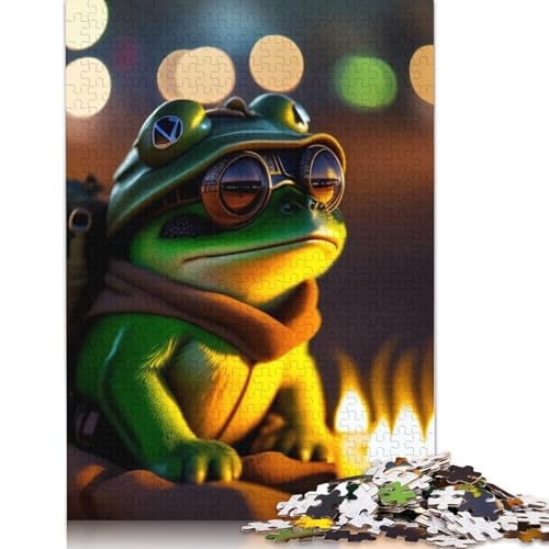 Froschporträt-Puzzle für Erwachsene und Kinder. Tolles Geschenk, Herausforderungsspielzeug, Lernspiel, Heimdekoration für Erwachsene und Kinder ab 14 Jahren, 520 Teile (52 x 38 cm) von GQmoney