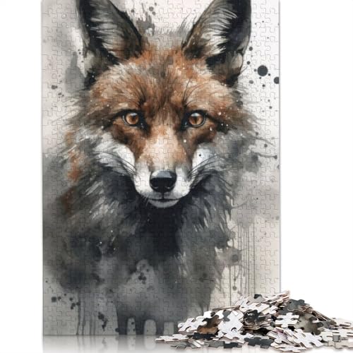 Fuchs-Wild-Charme-Aquarell-Puzzles für Erwachsene und Kinder. Skurrile Herausforderung, Spielzeug, Lernspiel, Heimdekoration, Geschenke, 520 Teile (52 x 38 cm) von GQmoney
