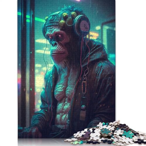 Futuristisches Schimpansen-Puzzle für Erwachsene und Kinder. Unmögliches Herausforderungsspielzeug, Lernspiele, Heimdekoration, Geschenke, 1500 Teile (85 x 57 cm) von GQmoney