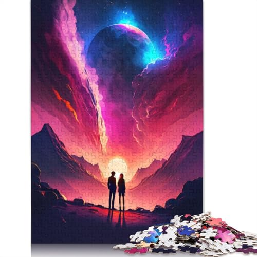 Galaktisches Liebespaar, 520-teiliges Puzzle für Erwachsene, 100% recycelte Holzplatte, schwierige Puzzles für Frauen und Männer, 520 Teile (52 x 38 cm) von GQmoney