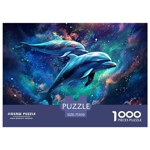 Galaxie-Delfin-Puzzle, 1000 Teile, für Erwachsene, Puzzle für Erwachsene, 1000 Teile, Lernspiele, 1000 Teile (75 x 50 cm) von GQmoney
