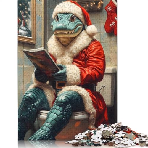 Gator Weihnachtsmann auf der Toilette, Puzzle für Erwachsene, 1000 Teile, Puzzle für Erwachsene und Teenager ab 12 Jahren, 1000 Teile (38 x 26 cm) von GQmoney