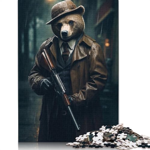 Gefährliches Mafia-Bär-Puzzle für Erwachsene und Kinder, 1500-teiliges, skurriles Herausforderungsspielzeug, Lernspiel, Heimdekoration, Geschenke, 1500 Teile (85 x 57 cm) von GQmoney