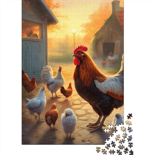 Geflügel-Hahn-Puzzle, 100% recycelter Karton, 100% recycelter Karton, Puzzle für Jungen oder Mädchen, 1000 Teile (38 x 26 cm) von GQmoney