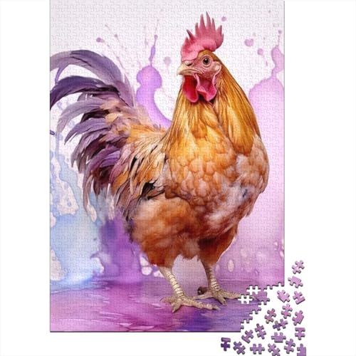 Geflügel-Hahn-Puzzle, rechteckig, aus Pappe, 100% recyceltem Karton, Puzzle für Erwachsene, 1000 Teile (38 x 26 cm) von GQmoney