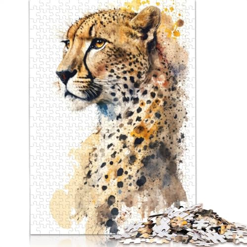 Gepard in Aquarell, 520 Puzzles für Erwachsene, Lernspiel, Puzzlespiele für Erwachsene für Jungen oder Mädchen, 520 Teile (52 x 38 cm) von GQmoney