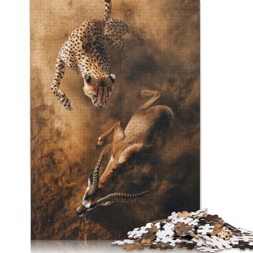 Gepardenjagd-Gazellen-Puzzle für Erwachsene und Kinder. Tolle Geschenke, Herausforderungsspielzeug, Lernspiele, Heimdekorationsgeschenke, 1000 Teile (75 x 50 cm) von GQmoney