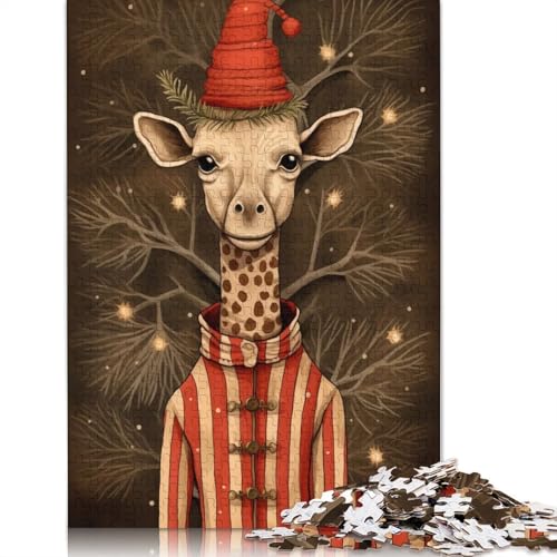 Giraffe Xmas 1000-teiliges Papierpuzzle für Erwachsene, Puzzle, Lernspiel, Herausforderungsspielzeug, 1000 Teile (75 x 50 cm) von GQmoney
