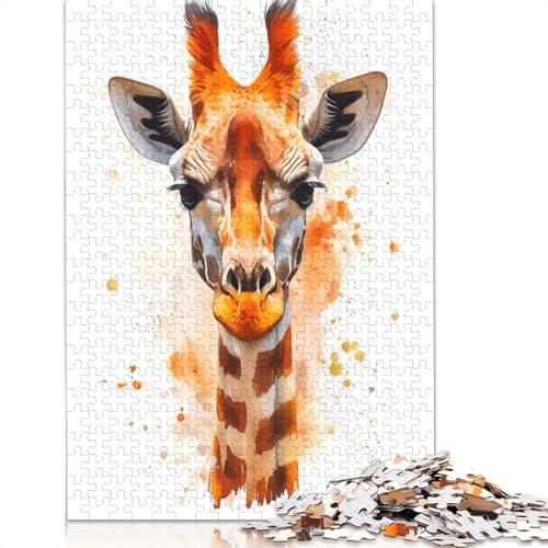 Giraffen-Aquarell-Puzzle für Erwachsene und Kinder. Unmögliches Herausforderungsspielzeug, Lernspiele, Heimdekoration, ab 14 Jahren, 520 Teile (52 x 38 cm) von GQmoney