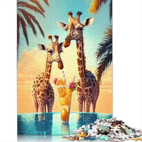 Giraffen Trinken Cocktails, Puzzle für Erwachsene, kreative Spiele, Puzzle-Geschenk für Jungen oder Mädchen, 1500 Teile (85 x 57 cm) von GQmoney