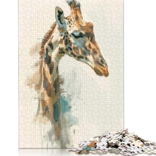 Giraffenporträt-Kunstpuzzles für Erwachsene, 1000-teiliges Puzzle für Teenager, Lernspiel, Herausforderungsspielzeug, 1000 Teile (38 x 26 cm) von GQmoney