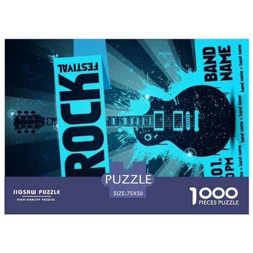 Gitarren-Puzzle, 1000 Teile, für Erwachsene, Puzzle für Erwachsene, 1000 Teile, Lernspiele, 1000 Teile (75 x 50 cm) von GQmoney