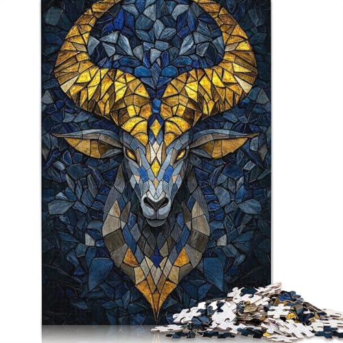Golden Ram Mosaik-Puzzle für Teenager, 1000 Teile, Puzzle, Denksportaufgaben für Erwachsene, 1000 Teile (75 x 50 cm) von GQmoney