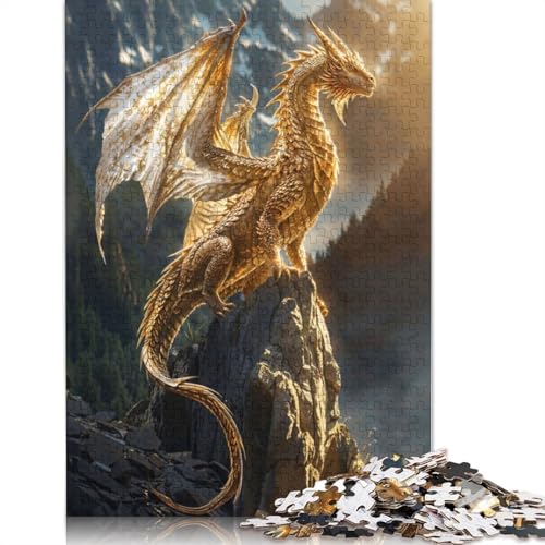 Golden Sunbeam Dragon 1000-teiliges Puzzle, Familienspaß für Erwachsene und herausforderndes Spiel, Spiele zum Stressabbau und einzigartige Geschenke, 1000 Teile (38 x 26 cm) von GQmoney