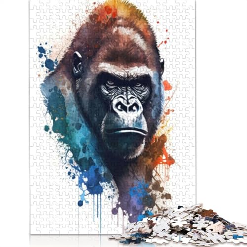 Gorilla in Aquarell-Puzzles für Erwachsene und Kinder. 520 Teile, skurriles Herausforderungsspielzeug, Lernspiel, Heimdekoration, Geschenke, 520 Teile (52 x 38 cm) von GQmoney