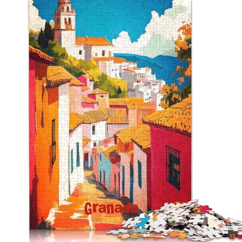 Granada Öl-Poster-Puzzles für Erwachsene ab 18 Jahren. Upe Lernspiele, Puzzle für Erwachsene und Kinder, 1500 Teile (85 x 57 cm) von GQmoney