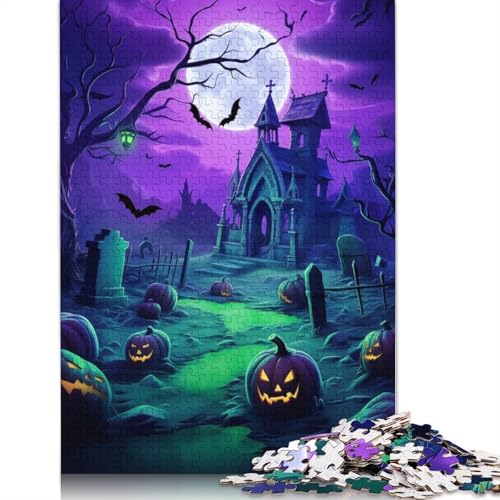 Gruseliges Halloween-Friedhof-Puzzle mit 1000 Teilen für Erwachsene und Teenager, Papierpuzzle, Lernspiel, Herausforderung, Spielzeug, Geburtstagsgeschenk (75 x 50 cm) von GQmoney