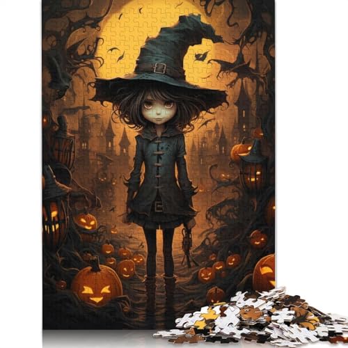 Halloween-Hexenmädchen-Puzzle für Teenager, 1000 Teile, Puzzle, Denksportaufgaben für Erwachsene, 1000 Teile (75 x 50 cm) von GQmoney