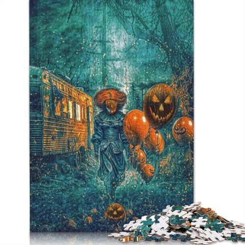Halloween-Kürbis-Clown-Frauen-Puzzle für Erwachsene und Jugendliche, 1000 Teile, Papierpuzzles für Teenager-Geschenke, Denksportspiel, 1000 Teile (75 x 50 cm) von GQmoney
