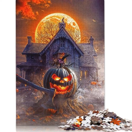 Halloween-Kürbis- und Spukhaus-Puzzle für Erwachsene und Jugendliche, 1000 Teile, Papierpuzzles für Teenager, Geschenke, Denksportspiel, 1000 Teile (75 x 50 cm) von GQmoney