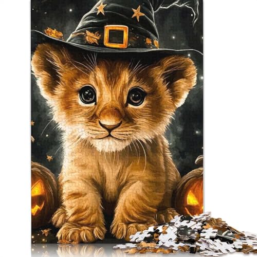 Halloween-Löwenjunges-Puzzle für Erwachsene und Jugendliche, 1000 Teile, Papierpuzzles für Teenager, Geschenke, Denksportspiel, 1000 Teile (75 x 50 cm) von GQmoney